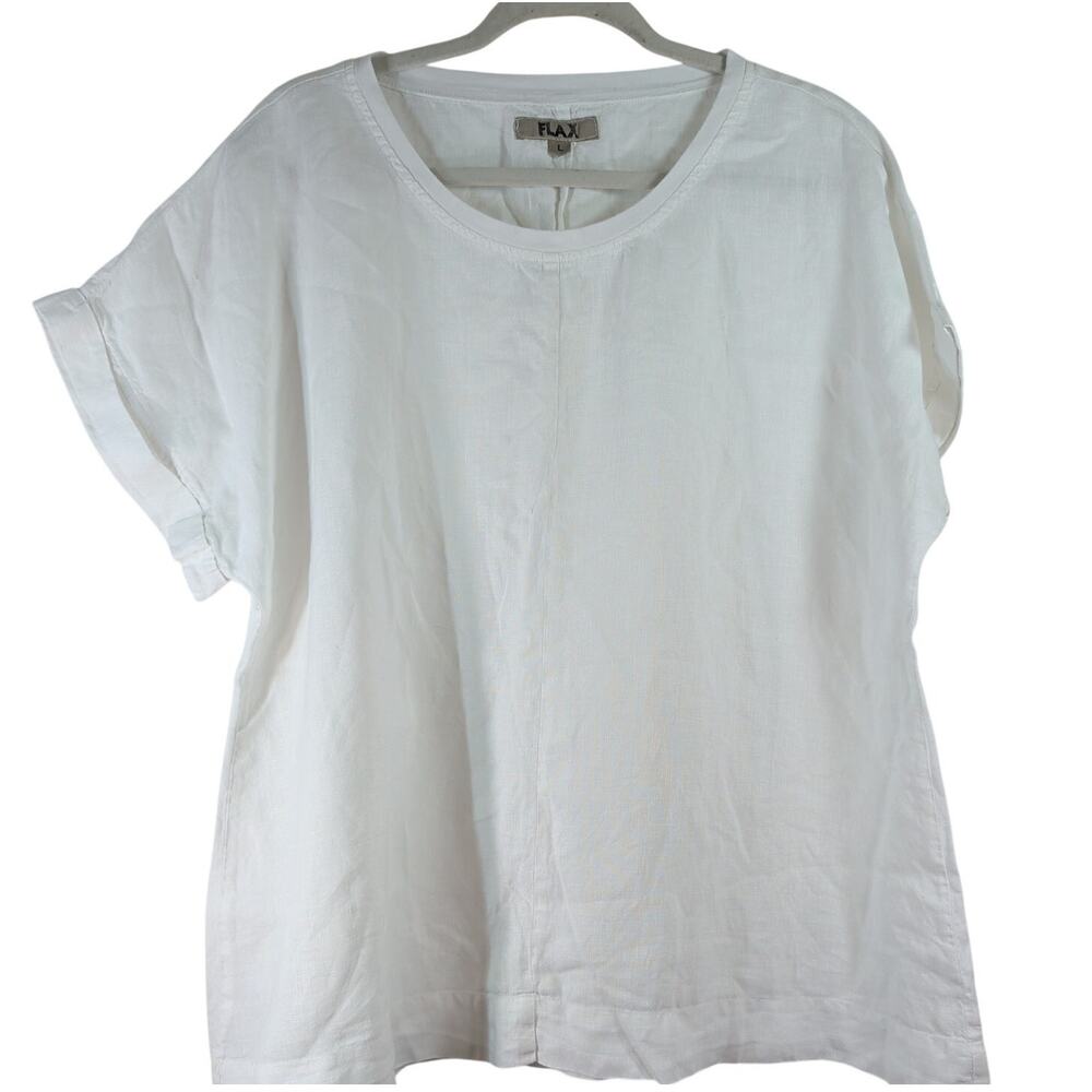 Flax White Linen Top, Size Large